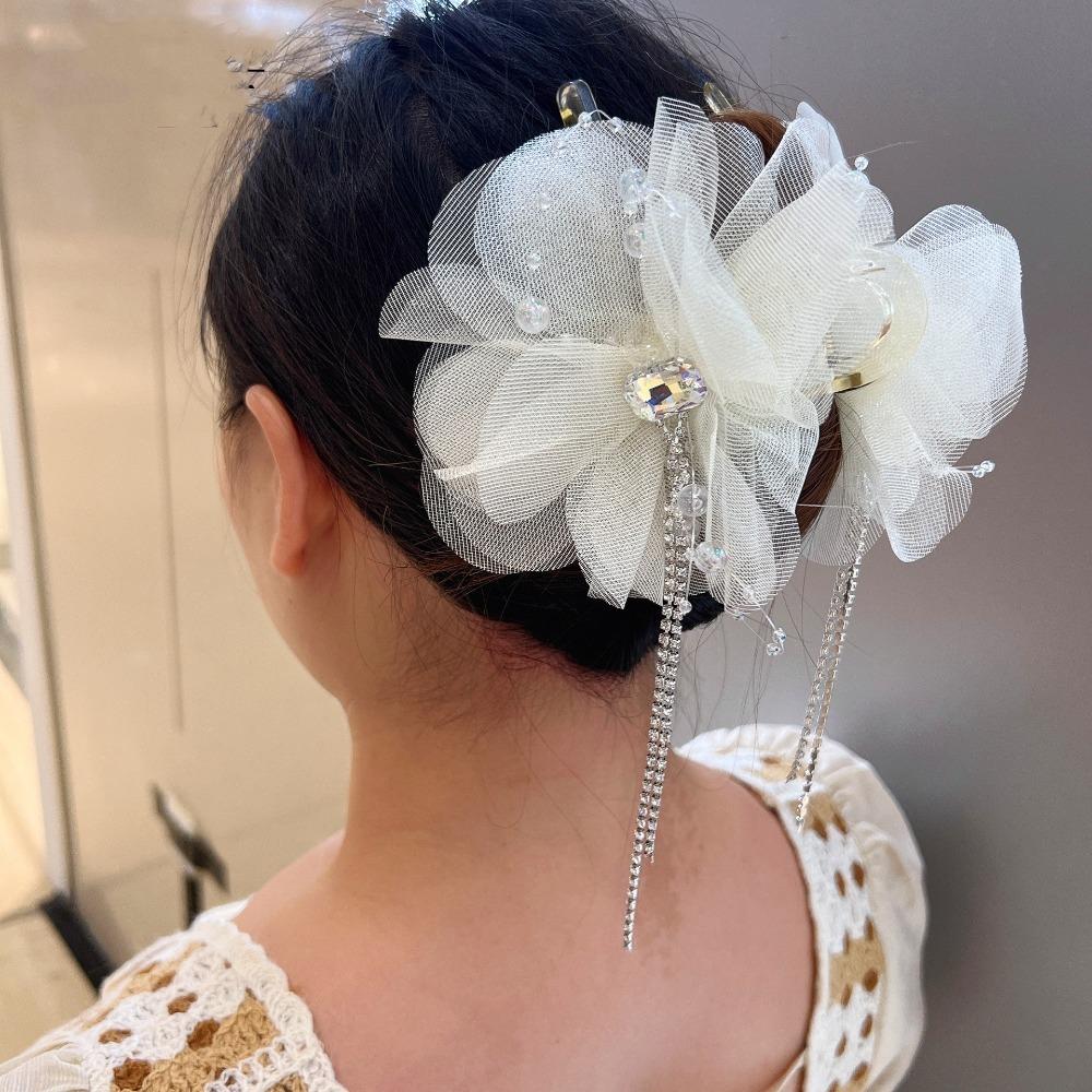 Tassel Grasping Clip Flower Pearls Crab Hair Clips Shark Clip  for Women Girls Hair Accessories