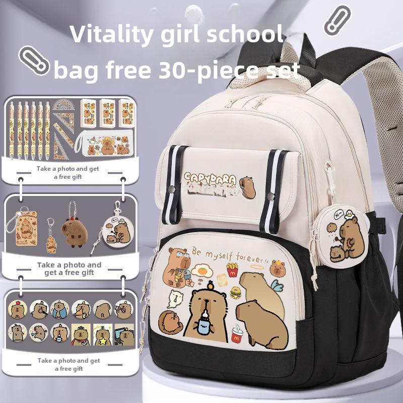 2024 Capybara Girls' Backpack: Stylish, Spacious & Perfect for Grades 1-6