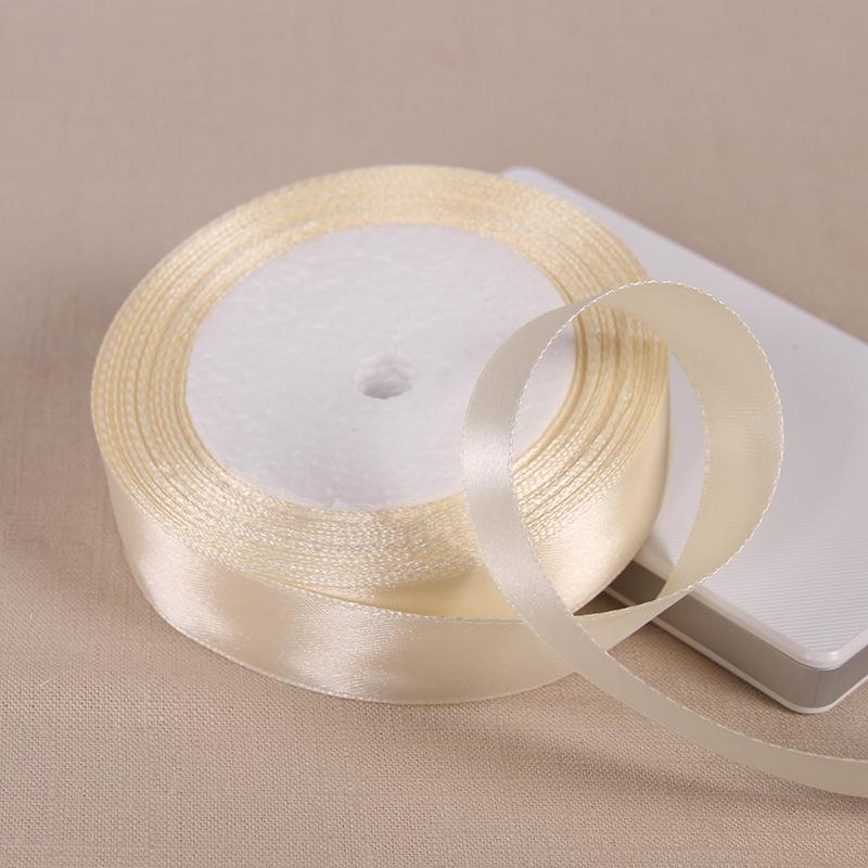 25 Yards 6/10/12/15/20/25/32/38/50/75mm Beige Color Polyester Satin Ribbon for Wedding Party Decoration&DIY Gift Wrapping Ribbon