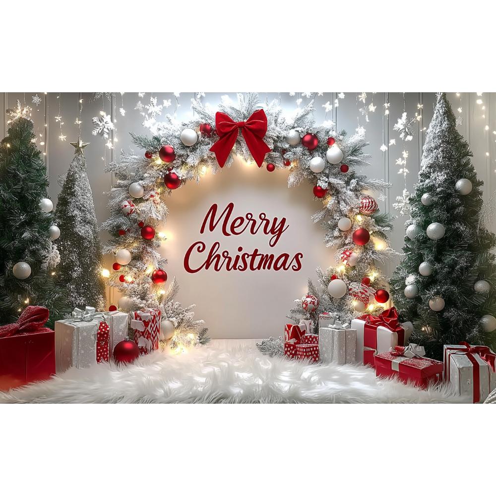 Christmas Decoration Arch Christmas Trees Gift Box Background Merry Christmas Banner Party Photo Backdrop Photography Background