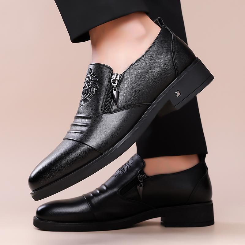 High Quality Men Spring Leather Comfortable Formal Leather Shoes New British Style Men Side Zipper Business Oxford Shoes