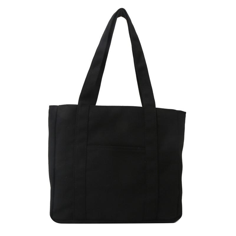 Большая ручная холщовая сумка, Портативная новая ручная сумка-тоут, Студенческая художественная однолямочная сумка, Пустая холщовая сумка чёрный