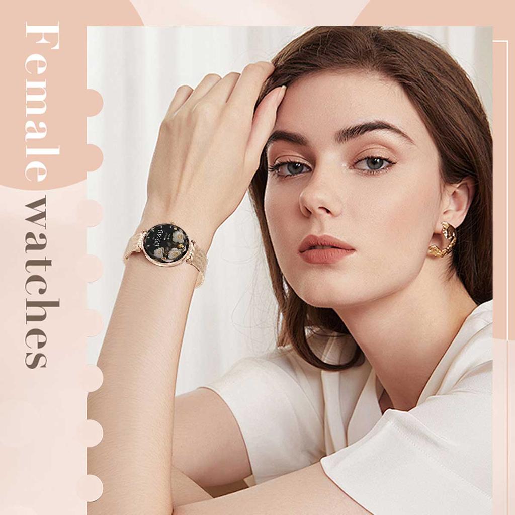 LUCKY START Fashion Smart Watch Women Bracelet Heart Rate Monitor Custom Dial Sports Fitness Watch Ladies Waterproof Smartwatch Android