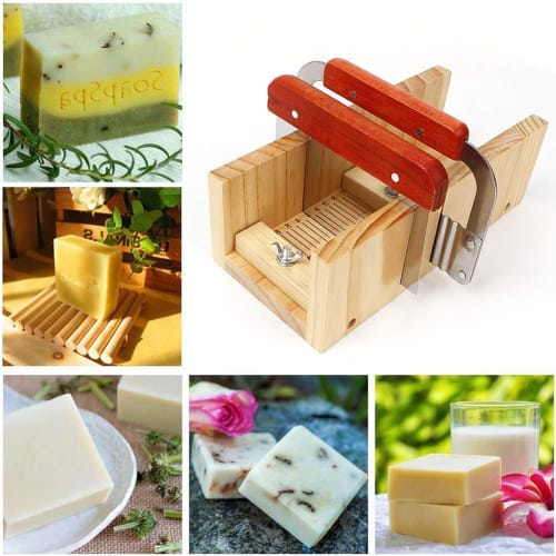 YTOPRO 9-Piece Handmade Soap Tool Set: Wire Soap Cutter, Wooden Soap Cutter Stand, Soap Knife, Soap Mold, Silicone Mold, and 2 Silicone Molds. DIY Soa