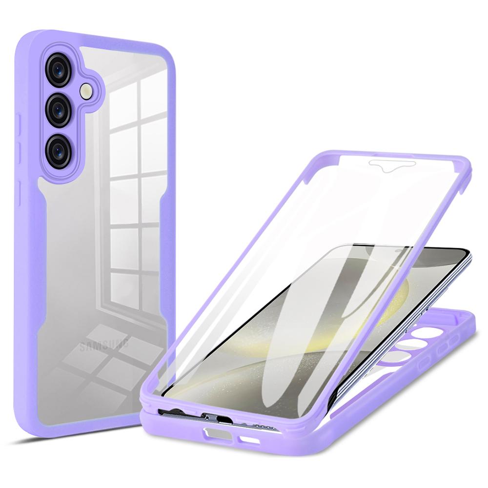 

For Samsung Galaxy A55 5G Case Acrylic+TPU Clear Phone Cover with PET Screen Film Purple