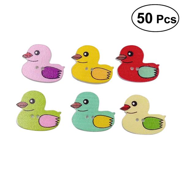 50Pcs Wooden Sewing Scrapbooking Button Duck Baby 2 Holes Decorative Crafts