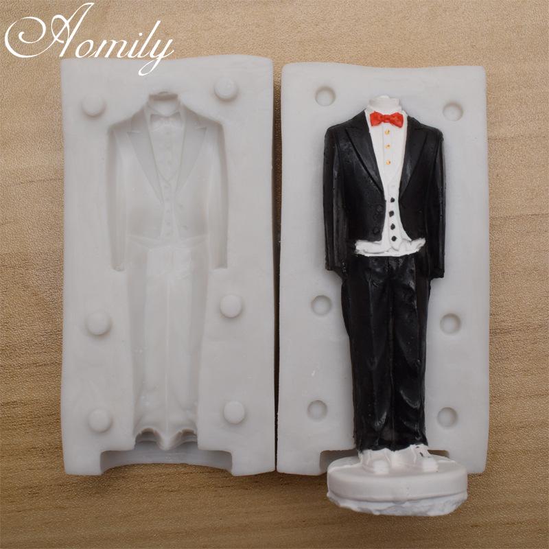

Aomily Wedding Dress Suit Shape Silicone Clip Mold Cake Molds Baking Pastry Chocolate Candy Jelly Cake Decoration Accessories