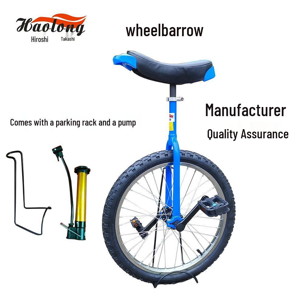 Height-Adjustable Single Wheel Unicycle with Steel Rim and Pedals
