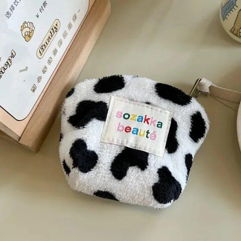Stripes Plush Coin Purse Kawaii Cute Key Money Card Case Bags Small Coin Bags for Women Boys Girls Gift Mini Handbag