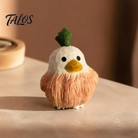 Healing Room Decoration Wooden Duck Figurine, Hand Carved Cute Statue, Rustic Nature Inspired Craft Miniature Ornament for Home Office Desk