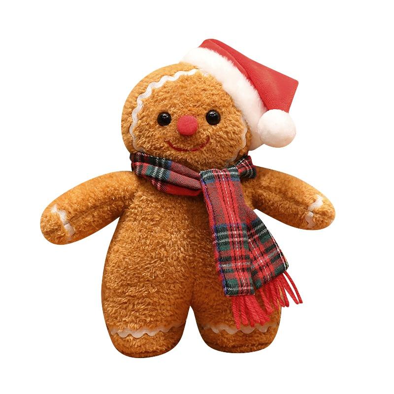 25//35cm Lovely Gingerbread Man Plush Toys Kawaii Christmas Gingerbread Plushie Dolls Stuffed Soft Toy for Birthday Party Decor