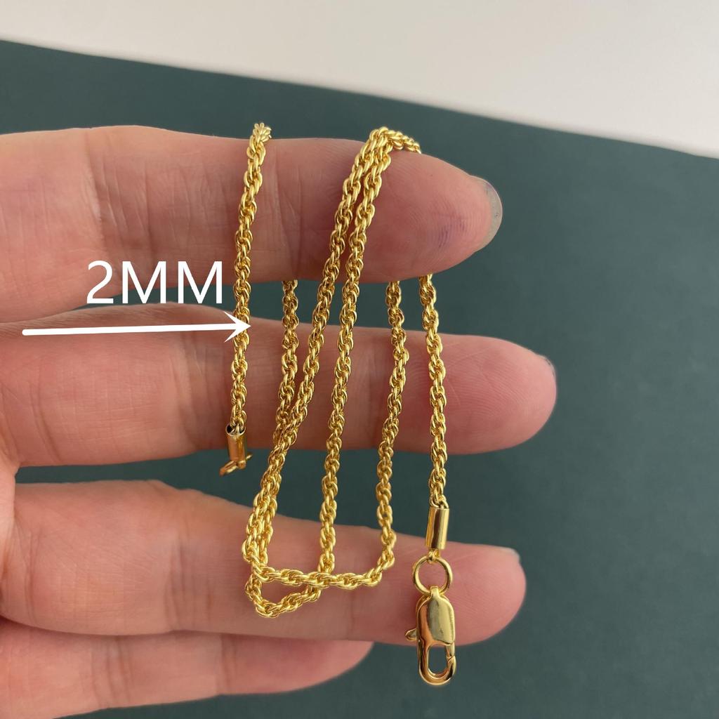 Gold-Plated Twisted Rope Herringbone Necklace, 2MM, Hot Korean Style, 16-30 Inches