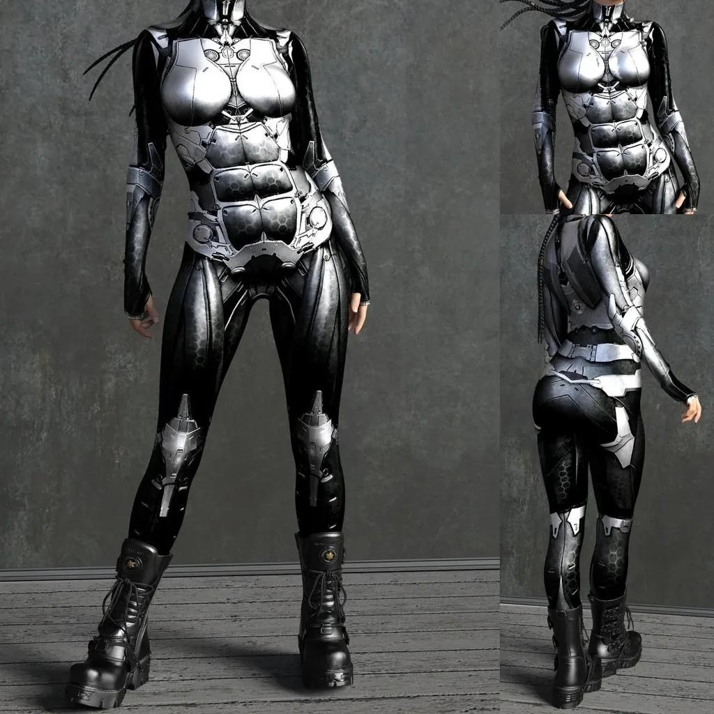 3D Digital Printing Stage Performance Costumes Adults Halloween Events Carnival Theme Party Cosplay Outfit Pretend Game Jumpsuit