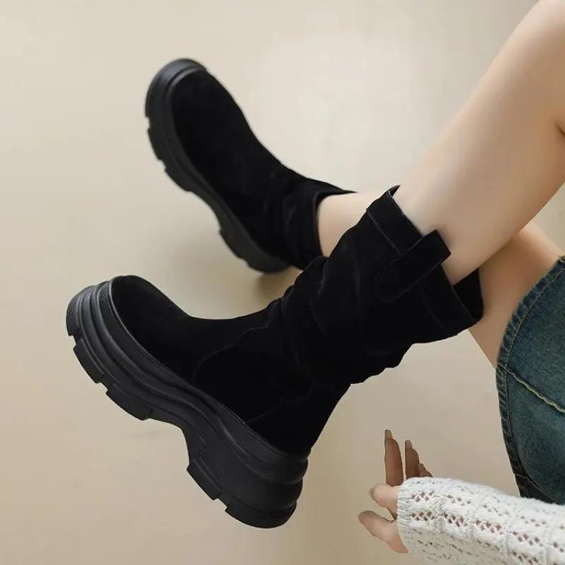

Модные зимние новые повседневные женские зимние сапоги на платформе с высоким каблуком, водонепроницаемые, теплые, плюс женские короткие сапоги, женские хлопковые туфли 35