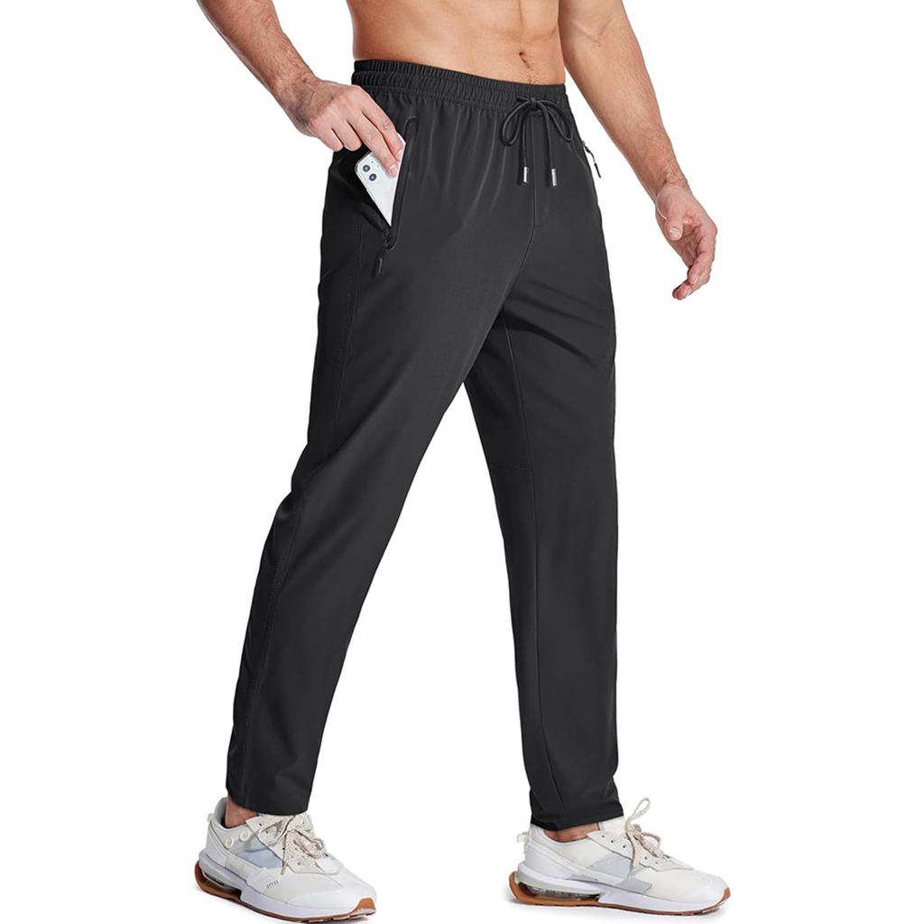 Men's Solid-Color Quick-Dry Pants Outdoor Casual Straight-Leg Loose-Fit Fitness Hiking Camping Pants