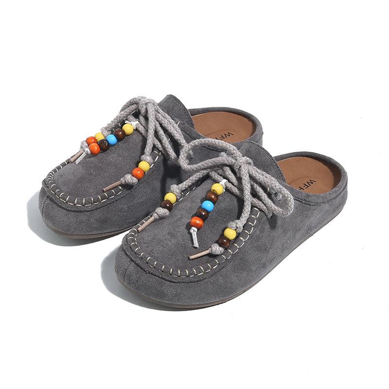 Retro kangaroo shoes Korean lace-up cool slippers 2025 summer new versatile cool slippers versatile thick-soled cool slippers