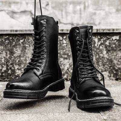 Sneaker Outdoor Mode High Top Schuhe für Herren Lässig Leder Streetstyle Stiefelette Herren Größe 38-48 Seitenreißverschluss Trend Herrenstiefel