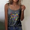 Women Basic Round Neck Sleeveless Slim Fit Stretch Camisole Top with Butterfly Heart Print Casual Tank Top for Daily Wear