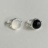 925 Sterling Silver Rings For Women Geometric Fine Jewelry Finger Adjustable Black White Stone Ring For Party Birthday Gift
