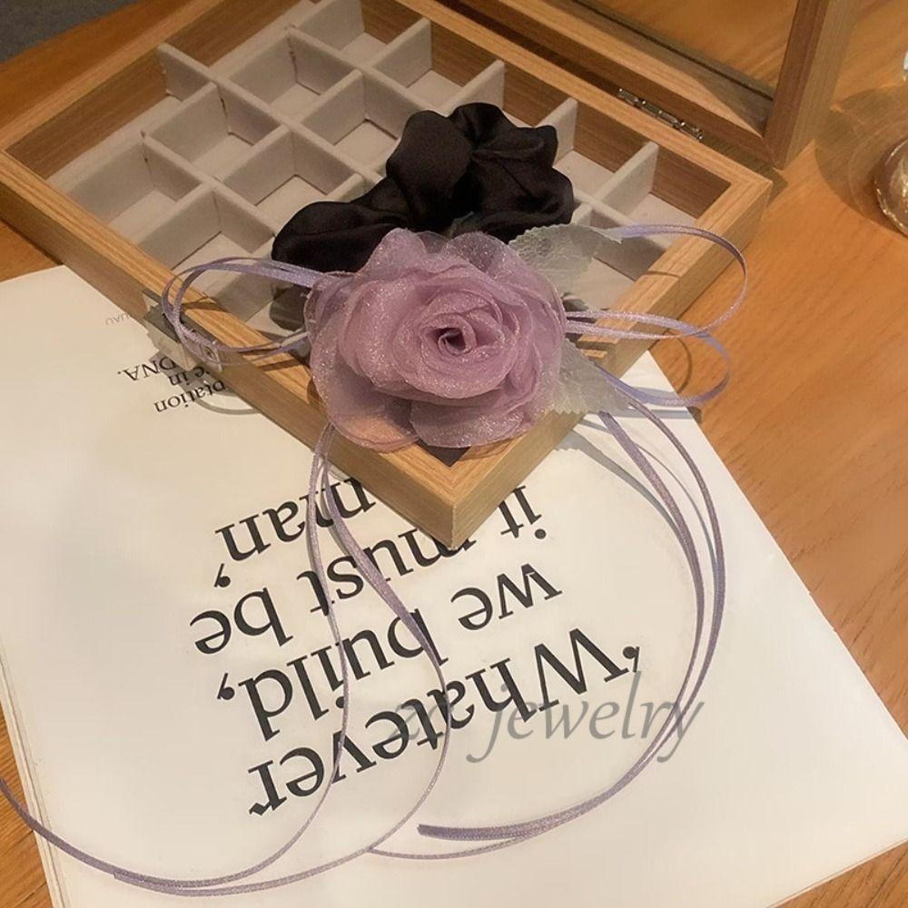 

Korean Style Sweet Scrunchies Headwear Elastic Hair Tie Trendy Flower Hair Rope Daily