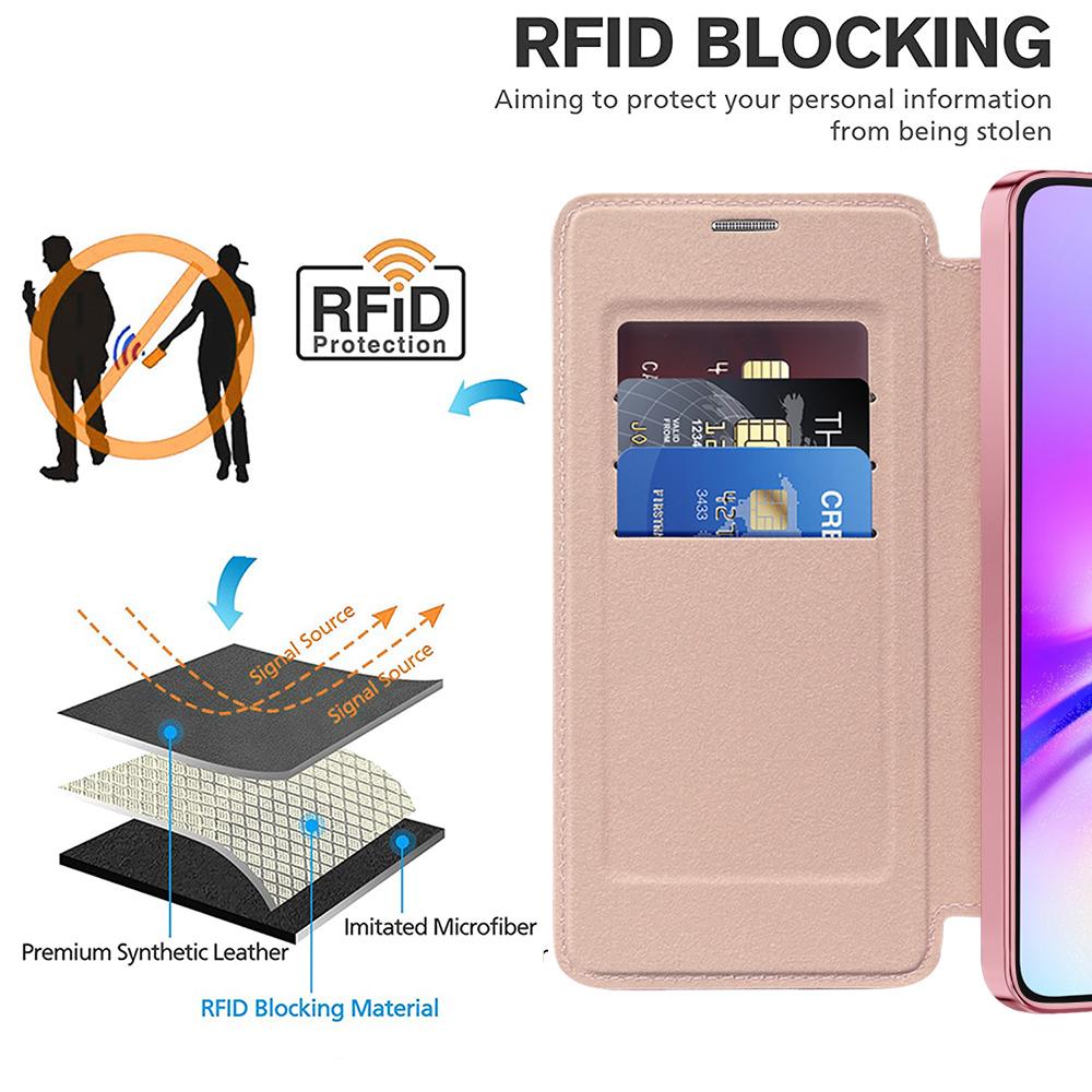 Magnetyczne etui dla Samsunga Galaxy A05 4G z blokadą RFID, uchwytem na karty i skórzanym pokrowcem na telefon z PU