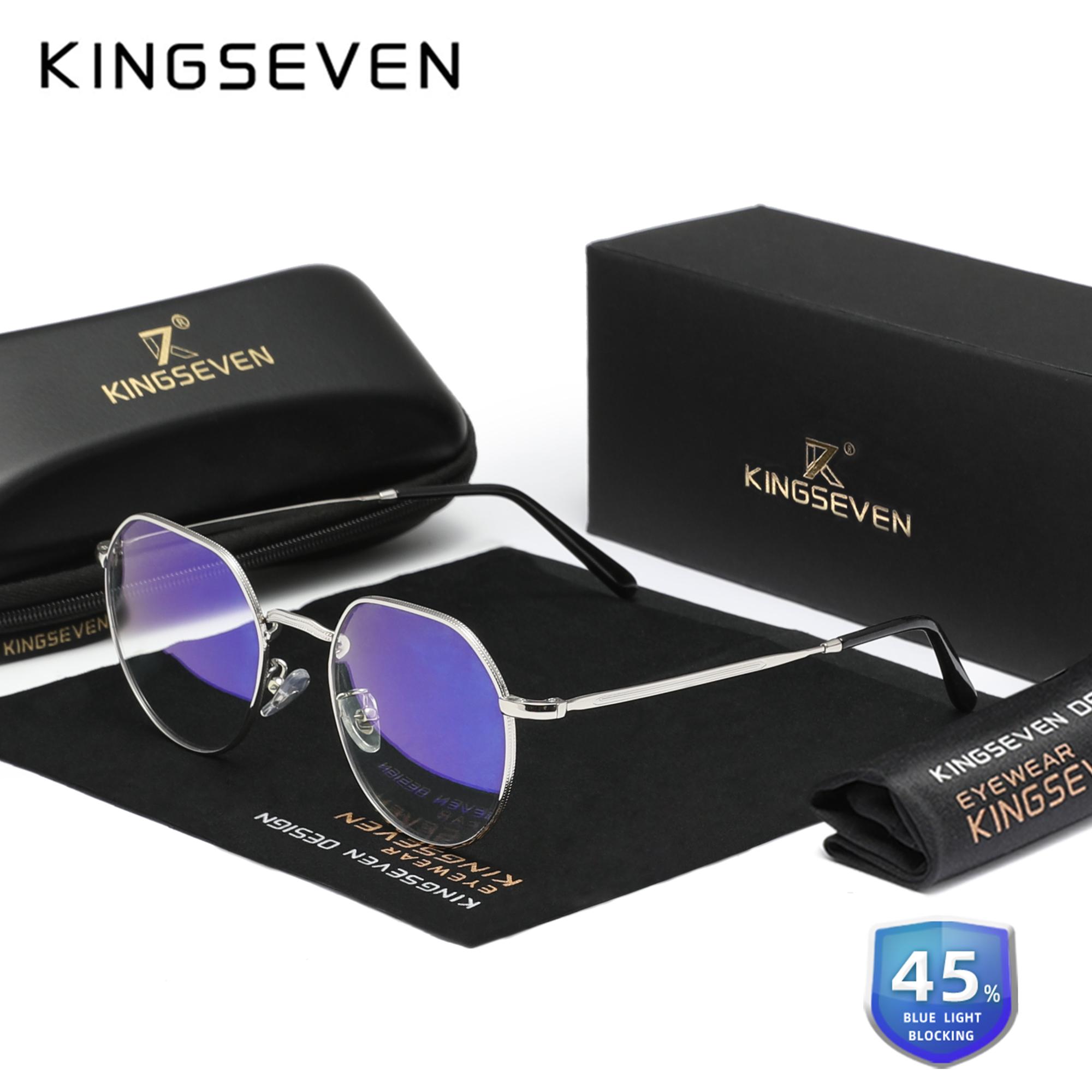 

Очки KINGSEVEN из сплава с прозрачными линзами, круглые, тонкие, с защитой от синего света, мужские/женские, декоративные очки с блокировкой синего света серебряный