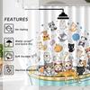 Cute Cat Shower Curtain Set, Funny Cartoon Kids Home Bathroom Decor Polyester Waterproof Fabric Bath Curtain with 12 Hooks