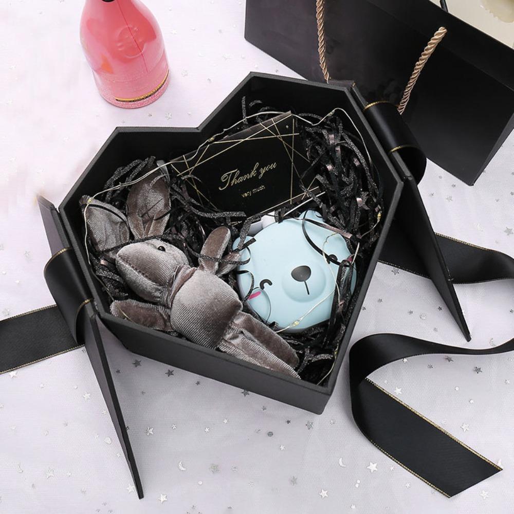 1pc Heart Shaped Gift Boxes Double-door Treat Boxes with Ribbon Floral Gift Wrap Box Party Favor Boxes Souvenir Gift Box for Wedding Party Birthday