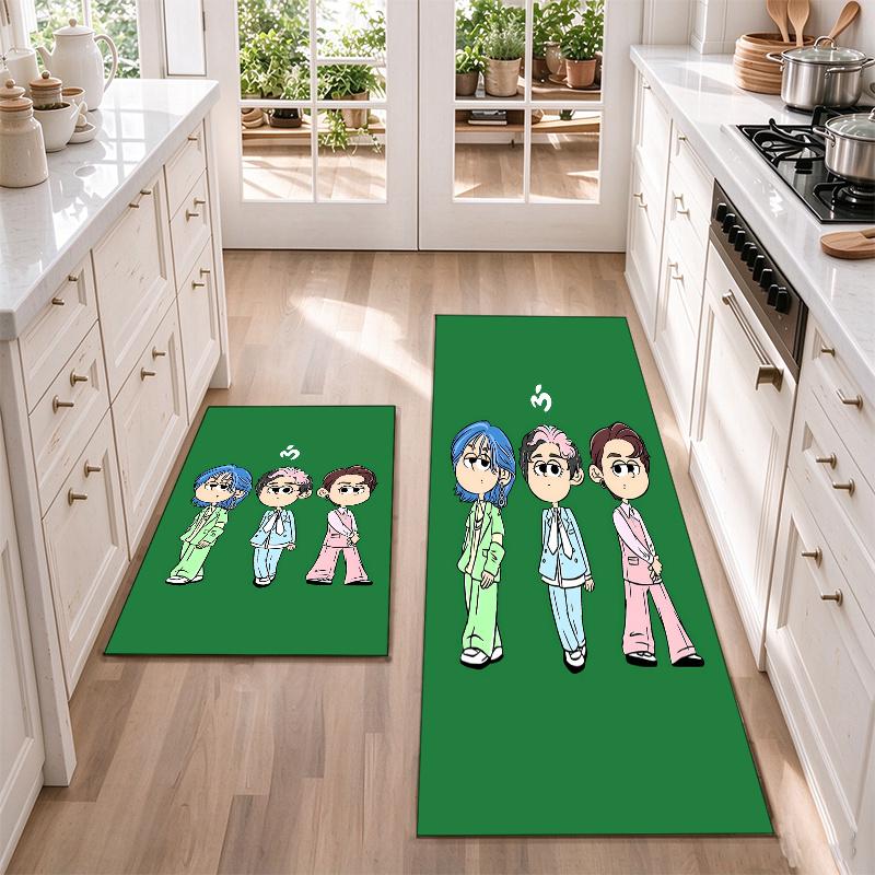 mrs. green apple Flannel Kitchen Floor Mat – Non-Slip, Absorbent and Easy to Clean Suitable for Kitchens, Entryways Bedroomsand Bathrooms