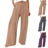 Letní bavlněné plátěné široké kalhoty dámské volné kalhoty Palazzo kapsa elastický pás na knoflíky ležérní kalhoty