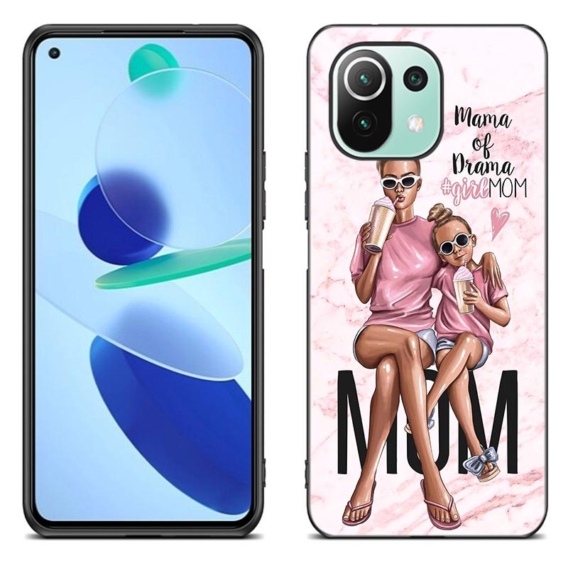 Baby Mom Girl Boy mramorové pouzdro pro Xiaomi Mi 11 Lite NE 11i 10T 11T Pro A2 A3 Lite POCO F3 M3 M4 C31 X3 Pro NFC GT černý kryt