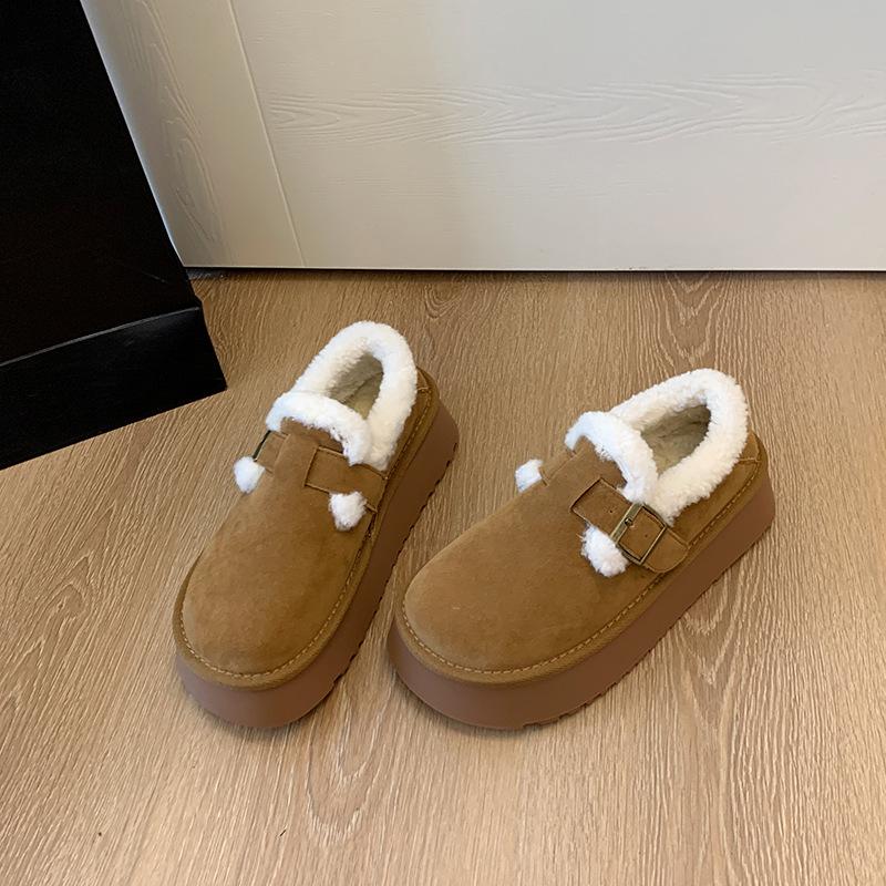 Women's belt buckle padded plus size fur winter warm snow boots waterproof ankle boots non-slip hiking mountaineering sports cotton  boots