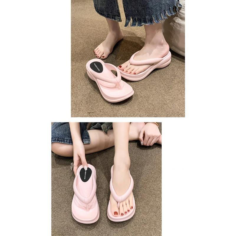 Soleist Thick Sole Wedges Flip Flops for Women 2025 Summer Non-slip Platform Sandals Woman Beach Slippers Girls Outdoor Flip Flops