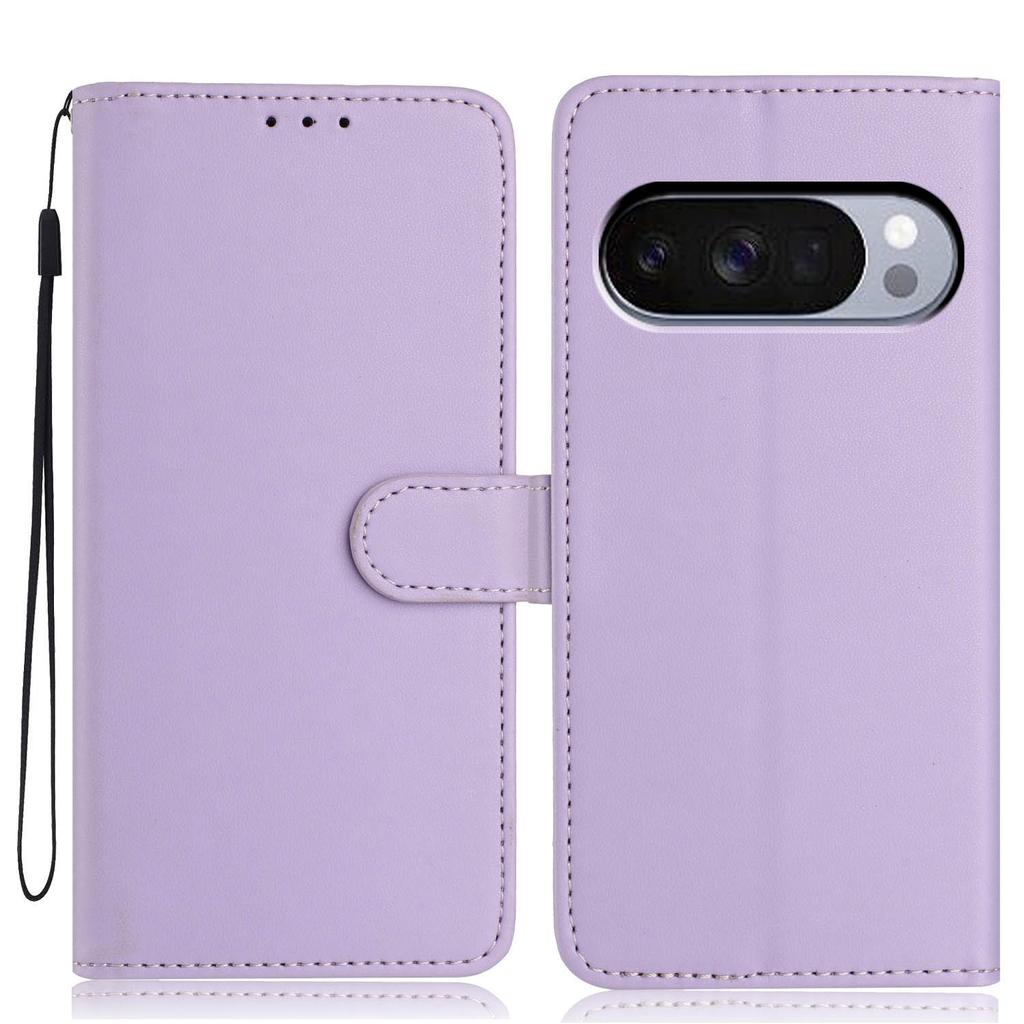 Etui portfelowe na Google Pixel 10/10 Pro z paskiem/wieloma przegródkami na karty, skórzane etui z podstawką, jednolity kolor