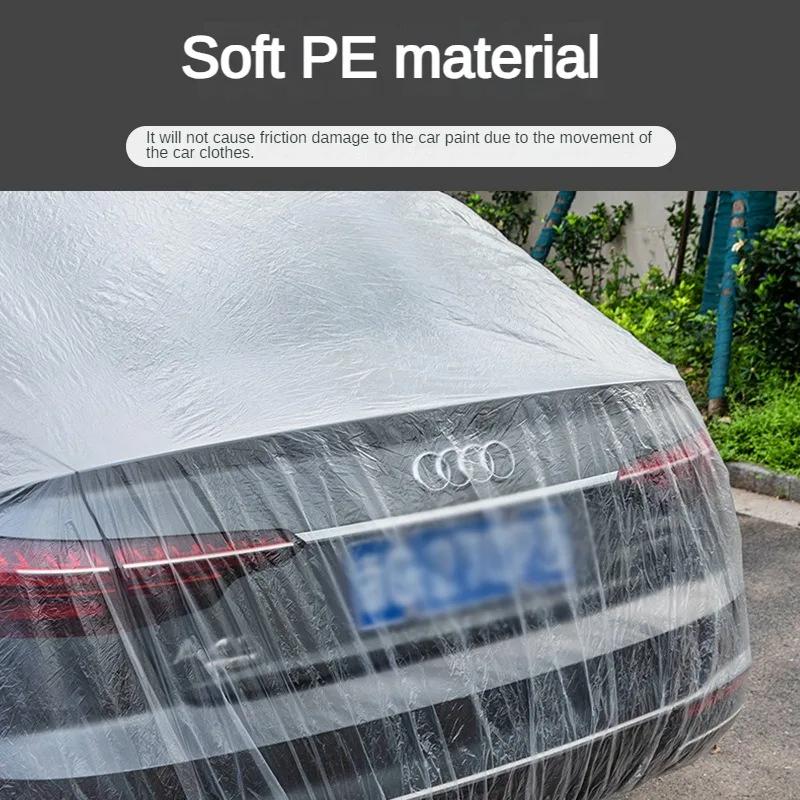 1-10 Stück Einweg-Autoabdeckung Transparent Autoabdeckung Automantel und Autoabdeckung PE-Folie Regenschutz Einweg-Autoabdeckung Auto-Staubschutz