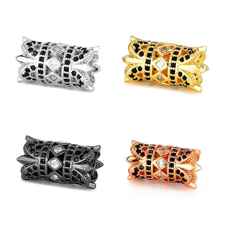 

Copper Micro-Inlaid Zircon Flower Cylinder DIY Bracelet Accessories чёрный