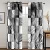 Black White Abstract Geometric Blocks Cube Red Curtains Suitable for Living Area Kids Bedchamber Bathroom Kicthen Door Home Decoration