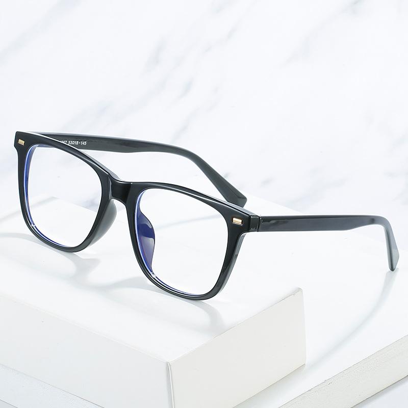 Personalized Square Rivet Decorative Glasses Frame, Anti-Blue Tr90 Flat Glasses, Can Be Equipped With Myopia Frame Glasses