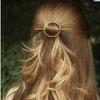 1pc Elegant Golden-Tone Round Hair Clip - Minimalist Hollow Geometric Design, Fashionable Hair Accessory for Women