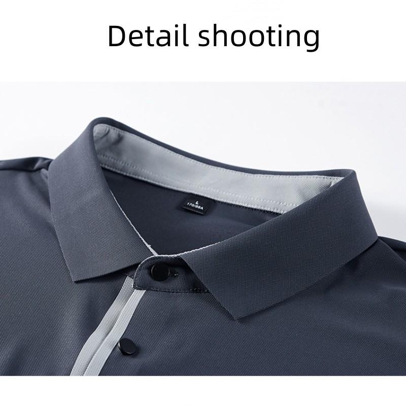 Summer New Lapel Business Casual T-shirt Men's Ice Silk Seamless Ironing Quick Dry Breathable Polo Shirt
