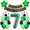 Football Number Balloon Set 0-9 Pentagram Balloons Happy Birthday Banner for Football Themed Birthday Party Decoration