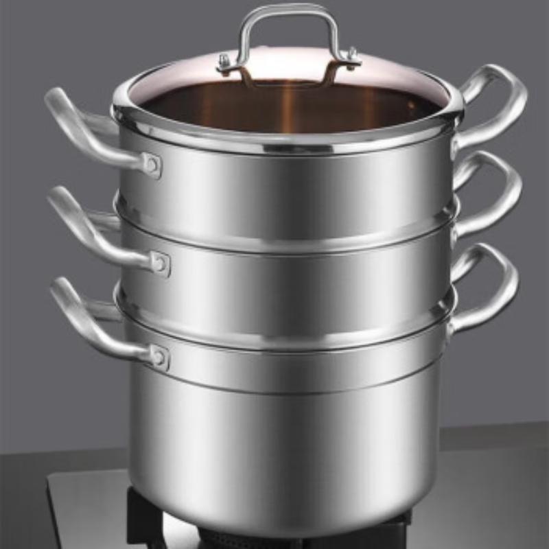 Kangbach New European Style 304 Stainless Steel 3-Layer Steamer Pot, 28cm