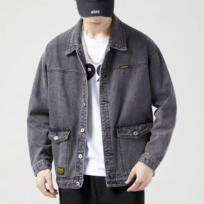 

Мужская джинсовая куртка в стиле ретро от American: Зимний бархат, свободный крой, модный, плотный, теплый, многокарманная рабочая одежда XXL