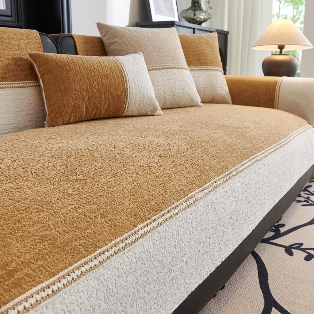 Thickened Chenille Sofa Cushion  New Autumn And Winter Non-Slip Contrasting Color Sofa Cover Plush Cover Towel