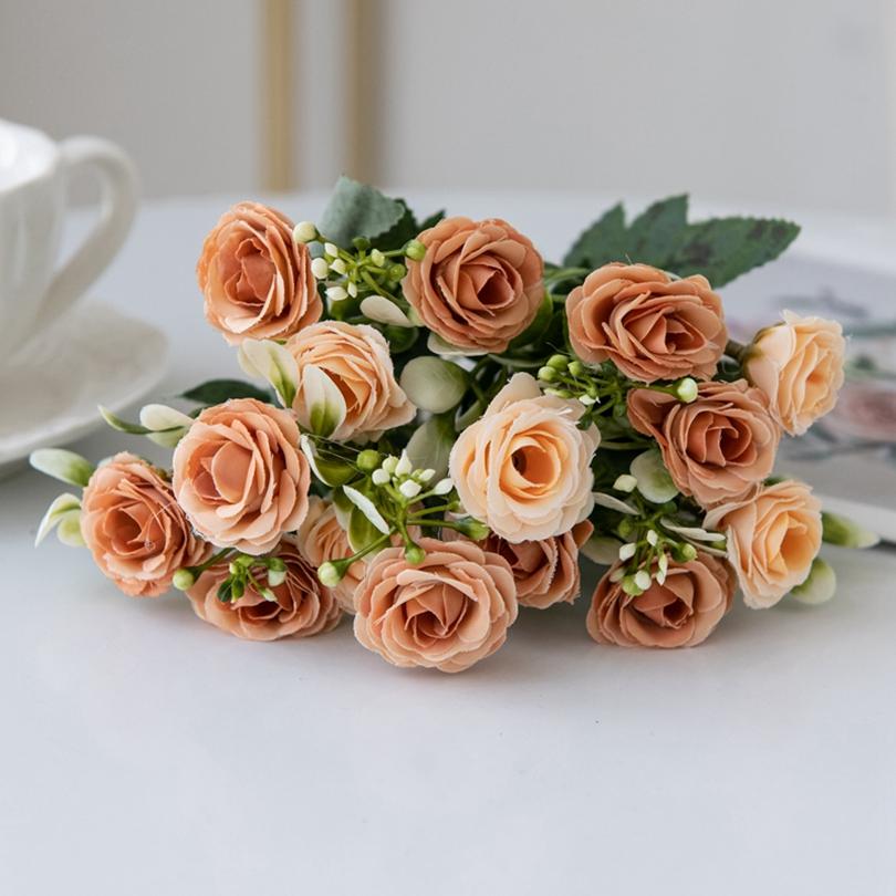1/5pcs Artificial Flowers Silk Roses Wedding Bridal Bouquet Home Room Table Outdoor Garden Scrapbook DIY Gift Decoration Hotsale