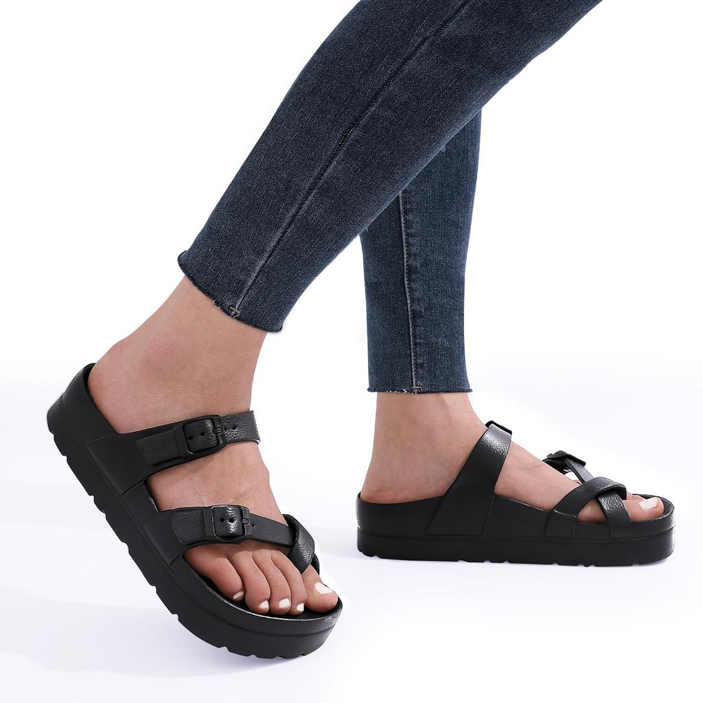 Fashion KIDMI Womens Platform Sandals with Arch Support Women Sandals Outdoor Light Beach Sandal Woman Comfort Ultra Cushion EVA Slides
