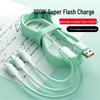 Crystal Gradient Braided Three-in-One Charging Cable for Huawei, Apple, and Android.