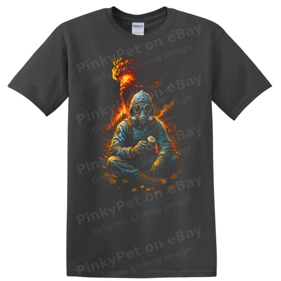 Gas Mask Flower Dark Urban Streetwear T Shirt Graphic Art Tee