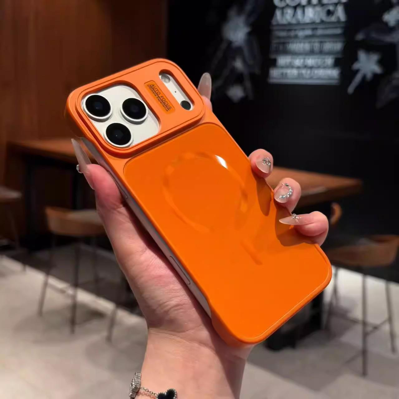 

iPhone 17 Pro Max Frosted Magnetic Drop-proof Borderless Phone Case 14 Pro Max оранжевый