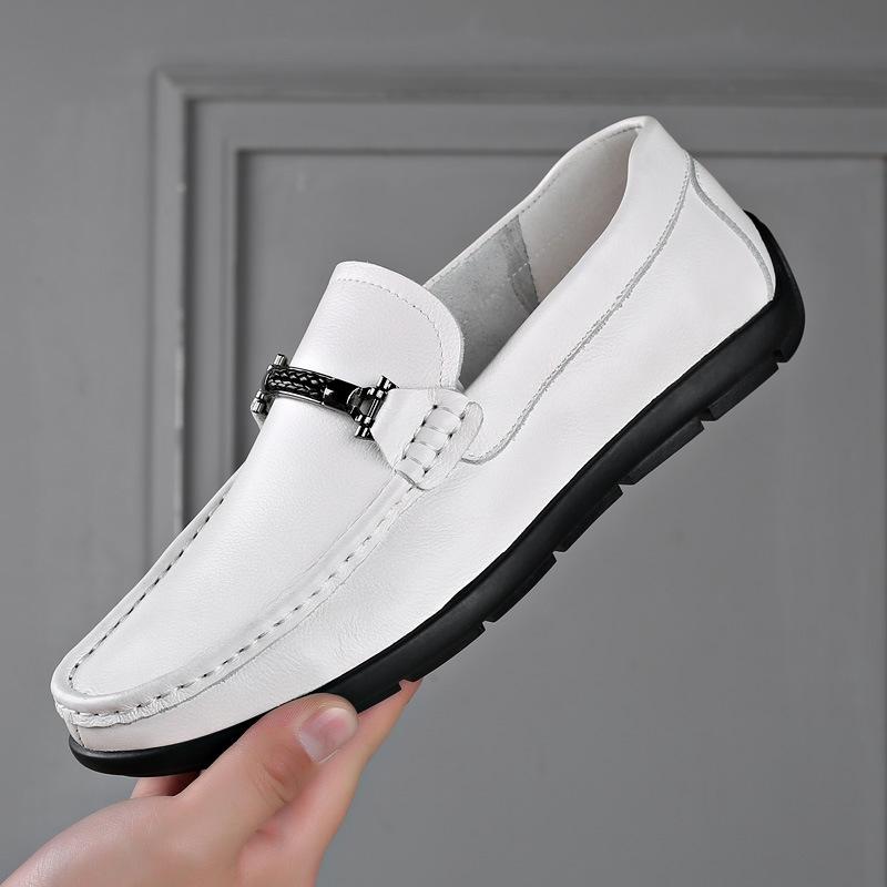 New first-layer cowhide Doudou shoes cover men's casual leather shoes genuine leather European men's shoes men's dad shoes soft